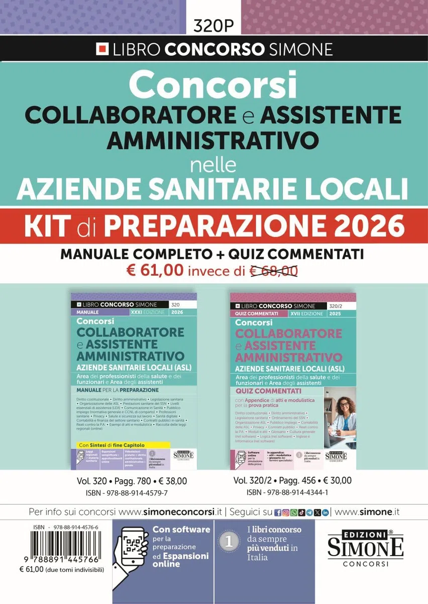 Concorsi collaboratore e assistente amministrativo nelle aziende sanitarie locali. Kit di preparazione 2026. Con espansioni semplificate e approfondimenti online. Con leggi regionali in materia sa...