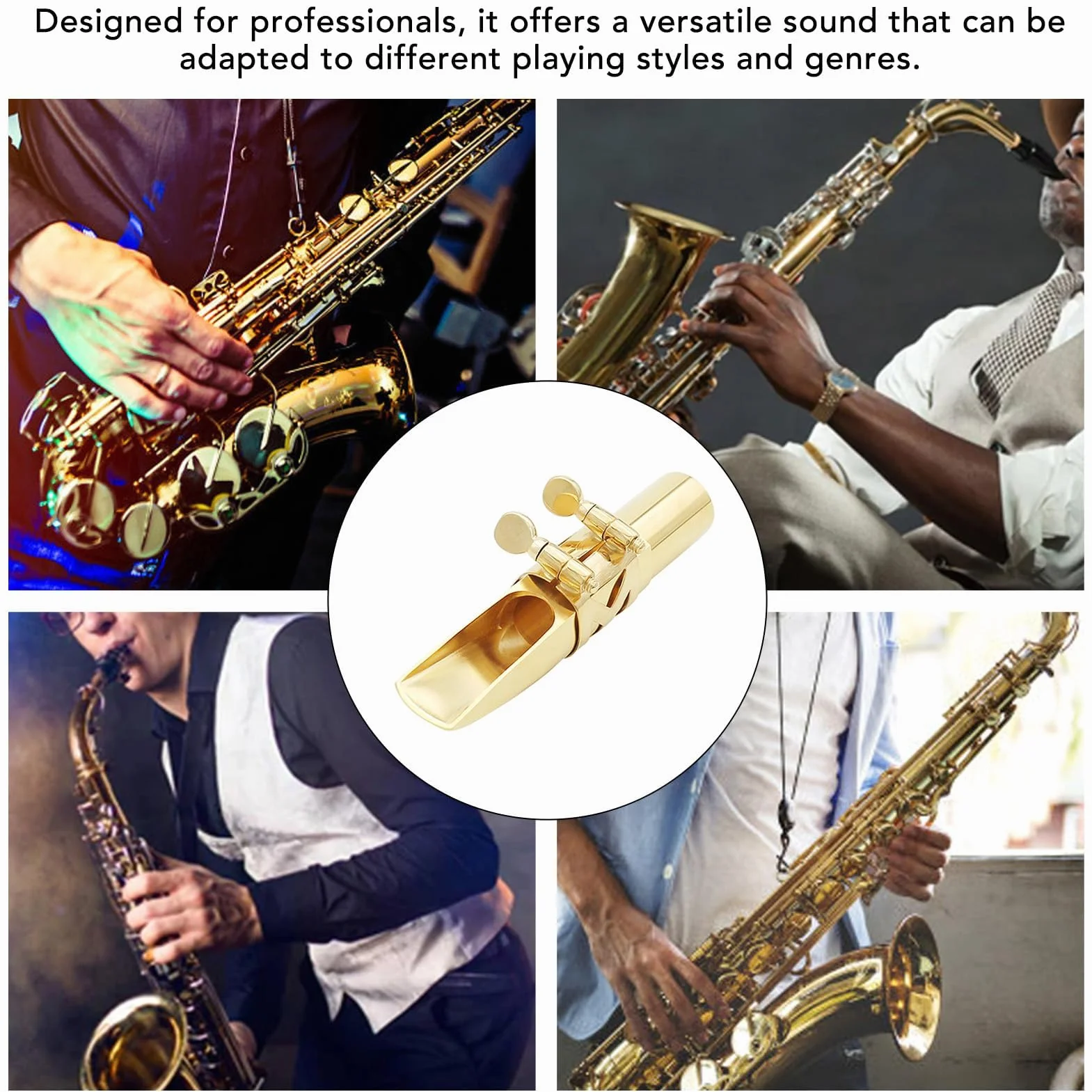 Bocchino per Sassofono Contralto, Kit Bocchino per Sax con Costruzione in Metallo per Prestazioni Sul Palco con Suono Chiaro (7C)