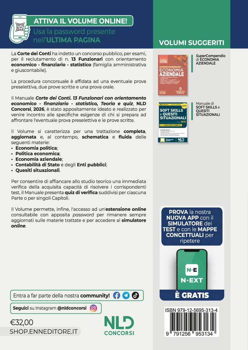 Concorso Corte dei Conti 13 Funzionari con orientamento economico-finanziario-statistico Manuale di teoria e quiz 2026