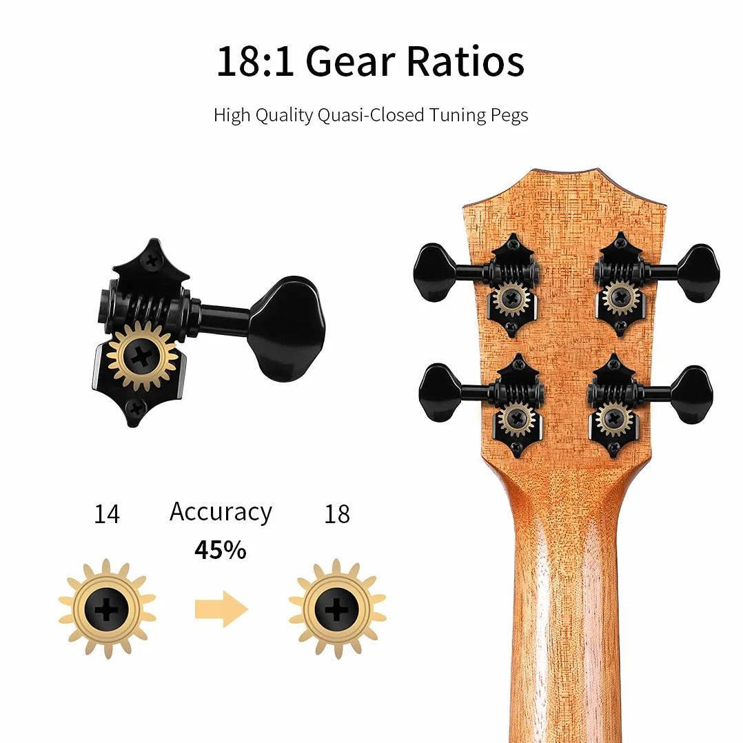 Rosen Ukulele tenore in mogano massiccio, 26 pollici, kit di base professionale con libro di testo Gig Bag Tuner Capo Picks Corde