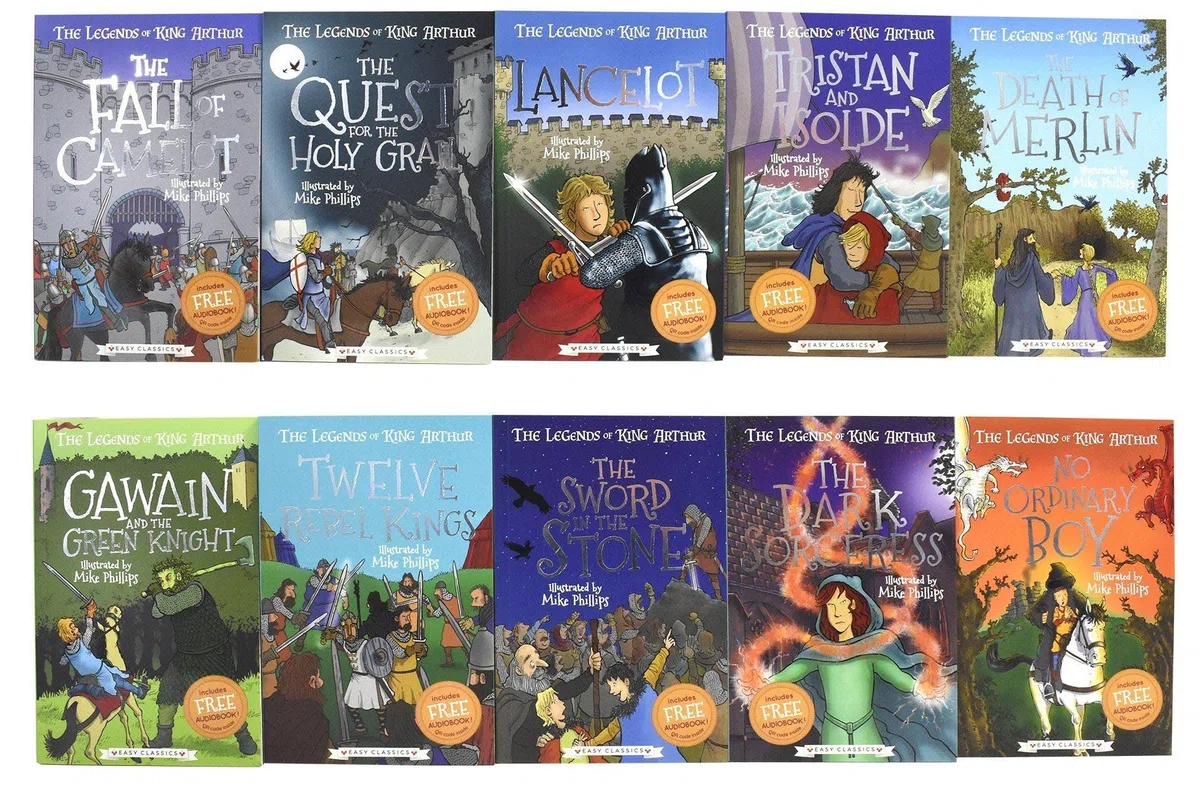 The Legends of King Arthur: Merlin, Magic, and Dragons (Easy Classics) 10 Book Box Set (No Ordinary Boy, The Dark Sorceress, The Sword in the Stone … The Fall of Camelot)