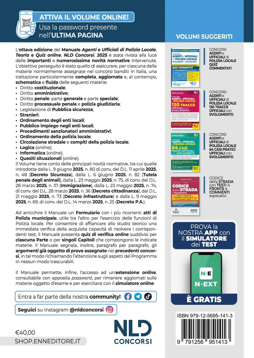 Concorso agenti e ufficiali di Polizia locale. Manuale con teoria e quiz VIII edizione 2025. Con omino segnatracce e formulario degli atti. Con espansione online