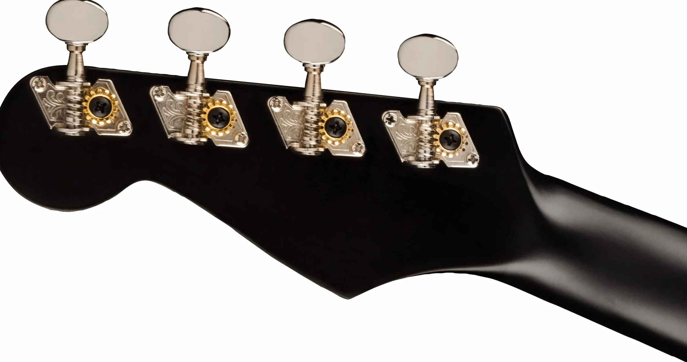 Fender Ukulele Tenore Avalon per Adulti e Bambini, Costruzione in Legno di Tiglio, Tastiera in Noce, Paletta Fender Stratocaster Classica, in Nero