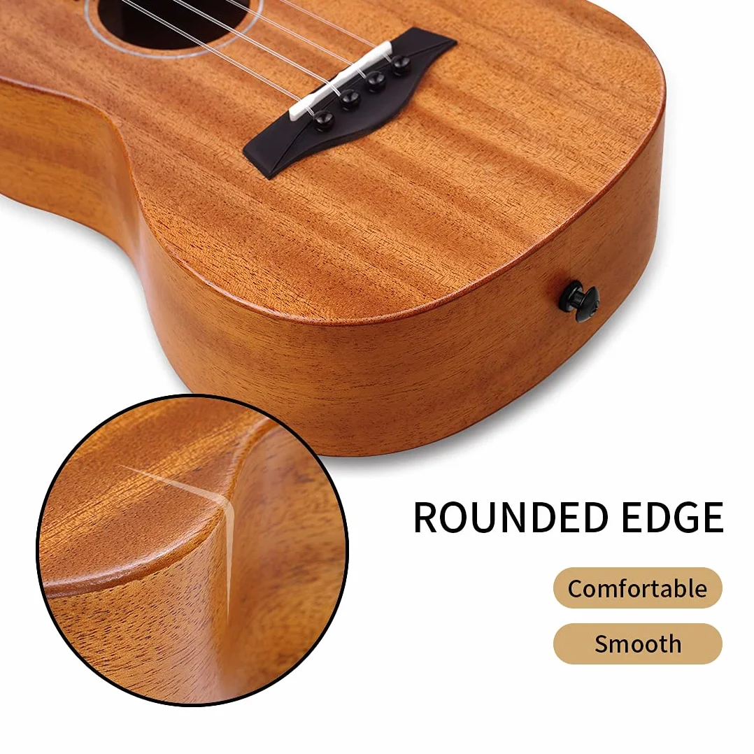 Rosen Ukulele tenore in mogano massiccio, 26 pollici, kit di base professionale con libro di testo Gig Bag Tuner Capo Picks Corde