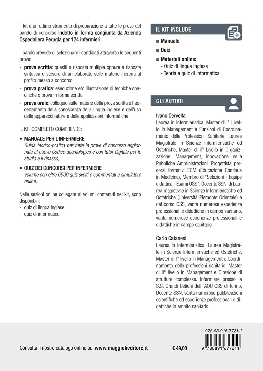 Concorso 124 Infermieri A.O. Perugia. Kit per la preparazione al concorso. Con espansione online