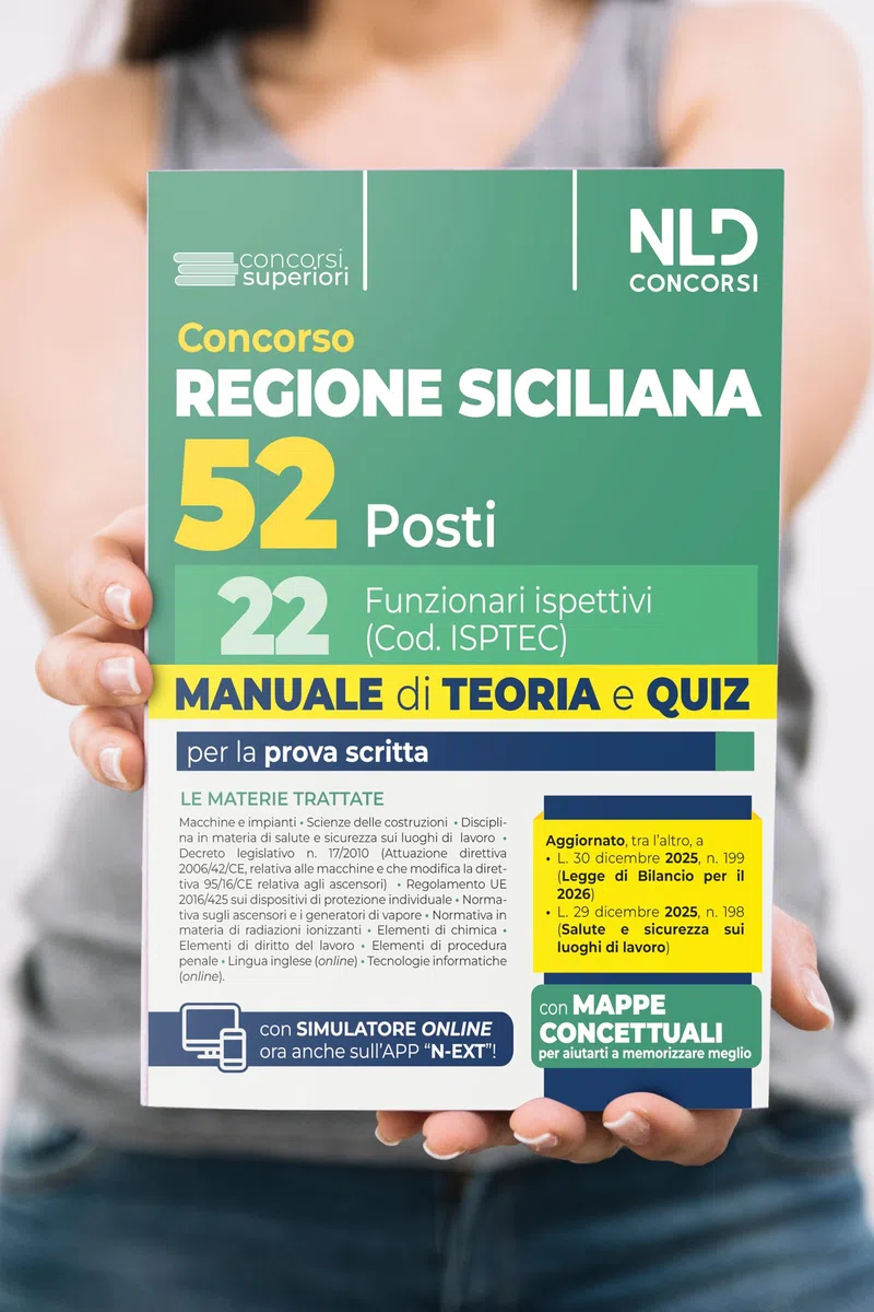 Concorso regione siciliana 52 posti. 22 funzionari ispettivi manuale di teoria e quiz per la prova scritta 2026