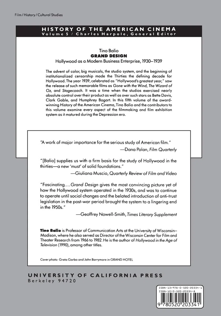 Grand Design: Hollywood as a Modern Business Enterprise, 1930-1939: 5