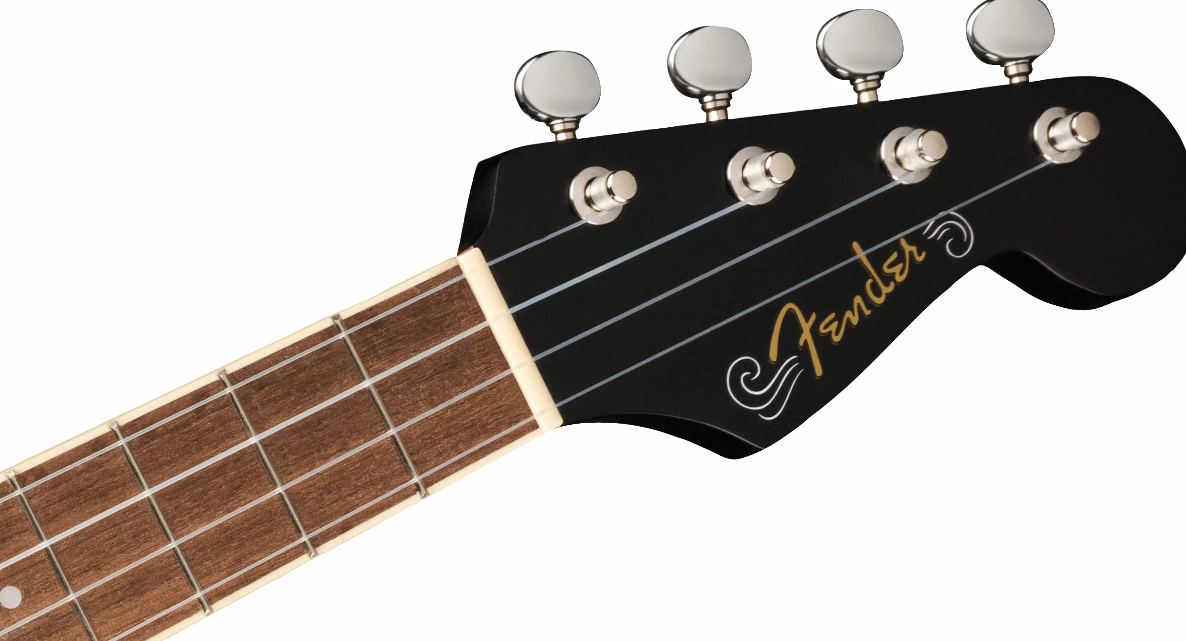 Fender Ukulele Tenore Avalon per Adulti e Bambini, Costruzione in Legno di Tiglio, Tastiera in Noce, Paletta Fender Stratocaster Classica, in Nero