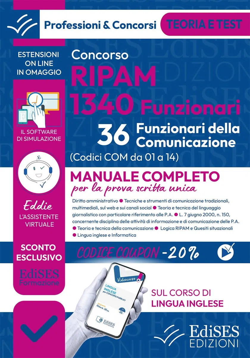 Concorsi RIPAM 2026: 1340 Funzionari (36 Funzionari della comunicazione): Teoria e test per la prova scritta unica